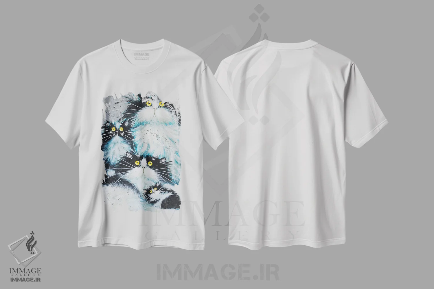 تیشرت سفید طرح دار خانواده پشمالو اثر کیم هاسکینز | immage.ir