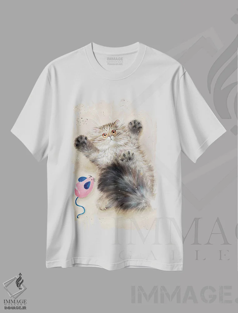 تیشرت سفید طرح دار گریشا، تزئینی اثر کیم هاسکینز | فروشگاه ایماژ