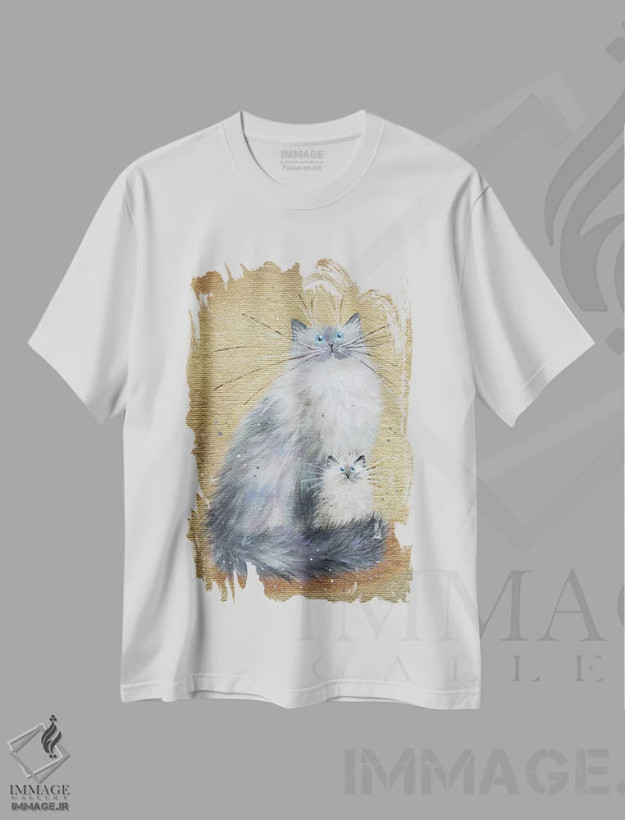 تیشرت سفید طرح دار نقره ای روی طلایی، تزئینی اثر کیم هاسکینز | فروشگاه ایماژ