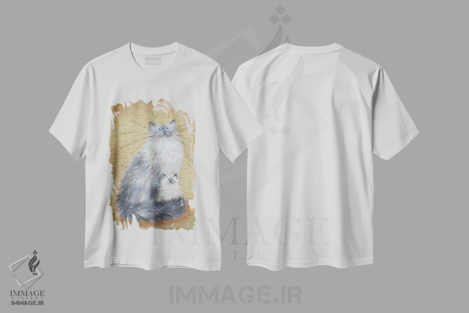 تیشرت سفید طرح دار نقره ای روی طلایی، تزئینی اثر کیم هاسکینز | فروشگاه ایماژ