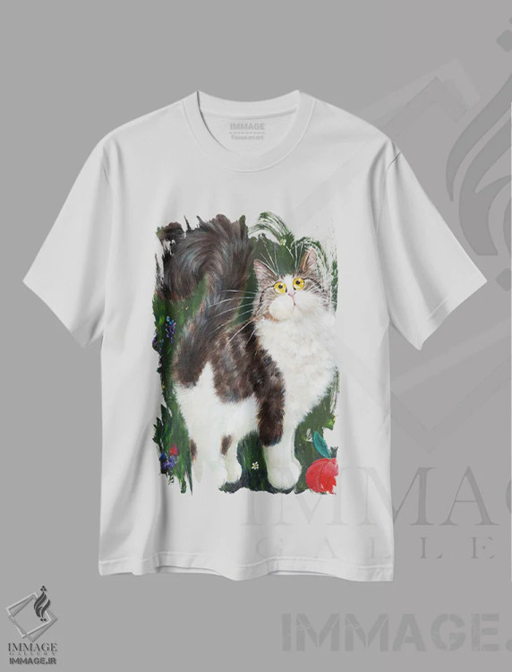 تیشرت سفید طرح دار دنی، تزئینی اثر کیم هاسکینز | immage.ir