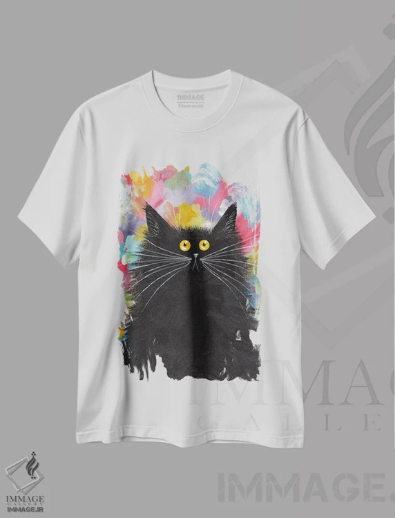 تیشرت سفید طرح دار تاتی، تزئینی اثر کیم هاسکینز | فروشگاه ایماژ