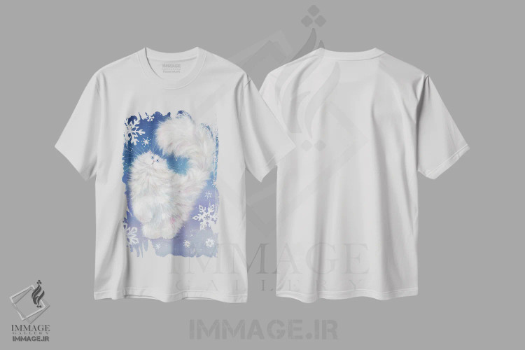 تیشرت سفید طرح دار پف برفی نسخه ۱، تزئینی اثر کیم هاسکینز | immage.ir
