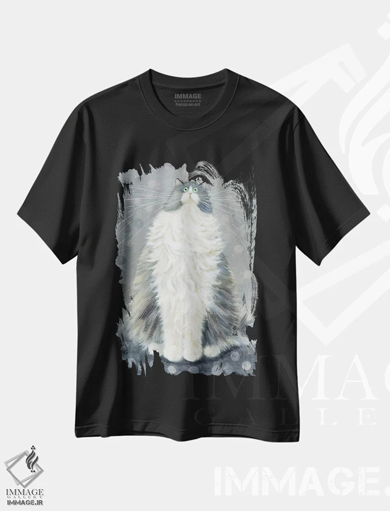 تیشرت مشکی طرح دار مه آلود، دکور معاصر اثر کیم هاسکینز | فروشگاه ایماژ