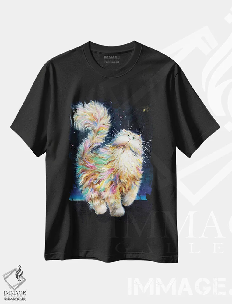 تیشرت مشکی طرح دار چشمک، هنر فاخر معاصر اثر کیم هاسکینز | immage.ir