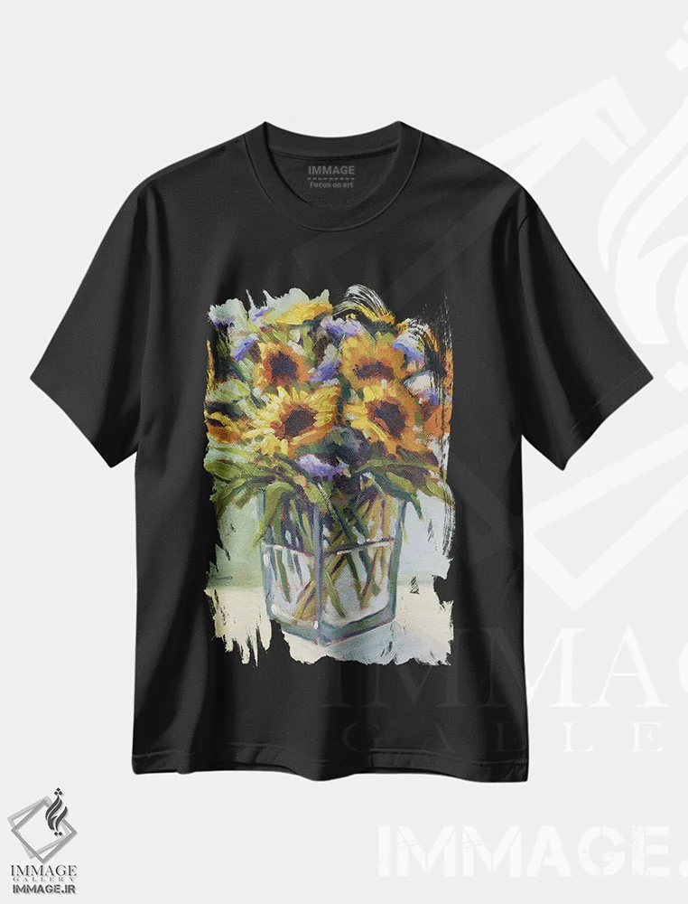 تیشرت مشکی طرح دار دسته گل تابستانی ۴، دکور معاصر اثر کانی کیم | immage.ir