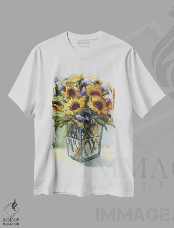 تیشرت سفید طرح دار دسته گل تابستانی ۴، دکور معاصر اثر کانی کیم | فروشگاه ایماژ