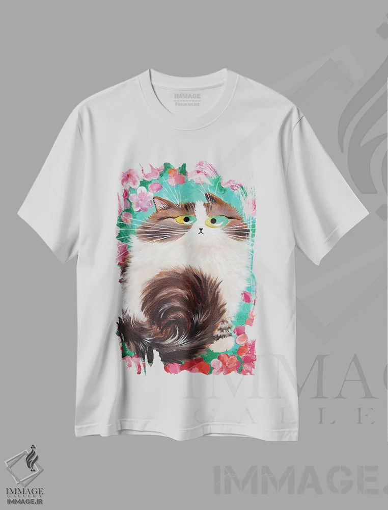 تیشرت سفید طرح دار فلوری، تزئینی اثر کیم هاسکینز | immage.ir