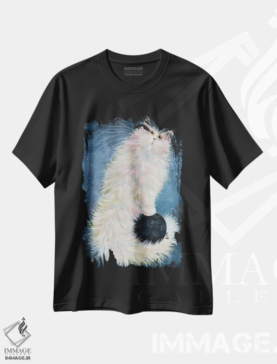 تیشرت مشکی طرح دار ماه نو، دکور معاصر اثر کیم هاسکینز | فروشگاه ایماژ