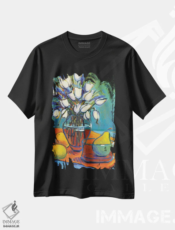 تیشرت مشکی طرح دار قایم موشک، دکور معاصر اثر کانی کیم | فروشگاه ایماژ