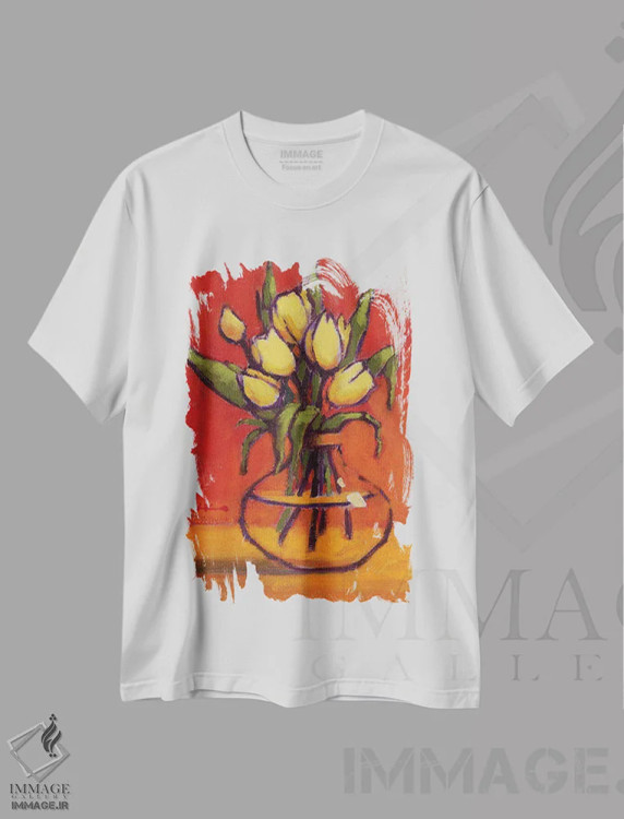 تیشرت سفید طرح دار زیبای دیوانه، دکور معاصر اثر کانی کیم | فروشگاه ایماژ
