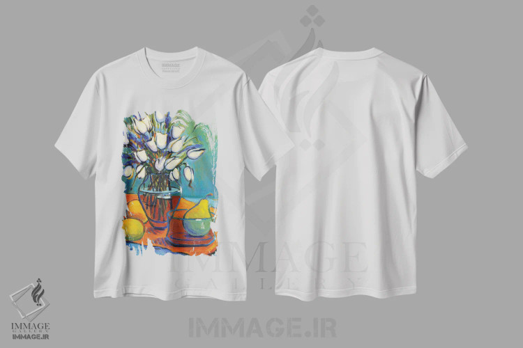 تیشرت سفید طرح دار قایم موشک، دکور معاصر اثر کانی کیم | immage.ir