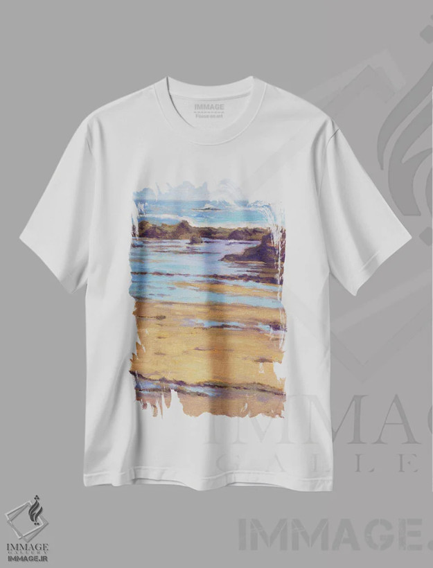 تیشرت سفید طرح دار کریستال کوو، دکور ساحلی اثر کانی کیم | فروشگاه ایماژ