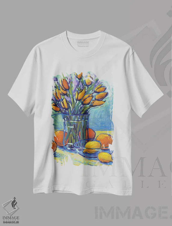 تیشرت سفید طرح دار لاله ها، لیموها، وای!، دکور معاصر اثر کانی کیم | immage.ir