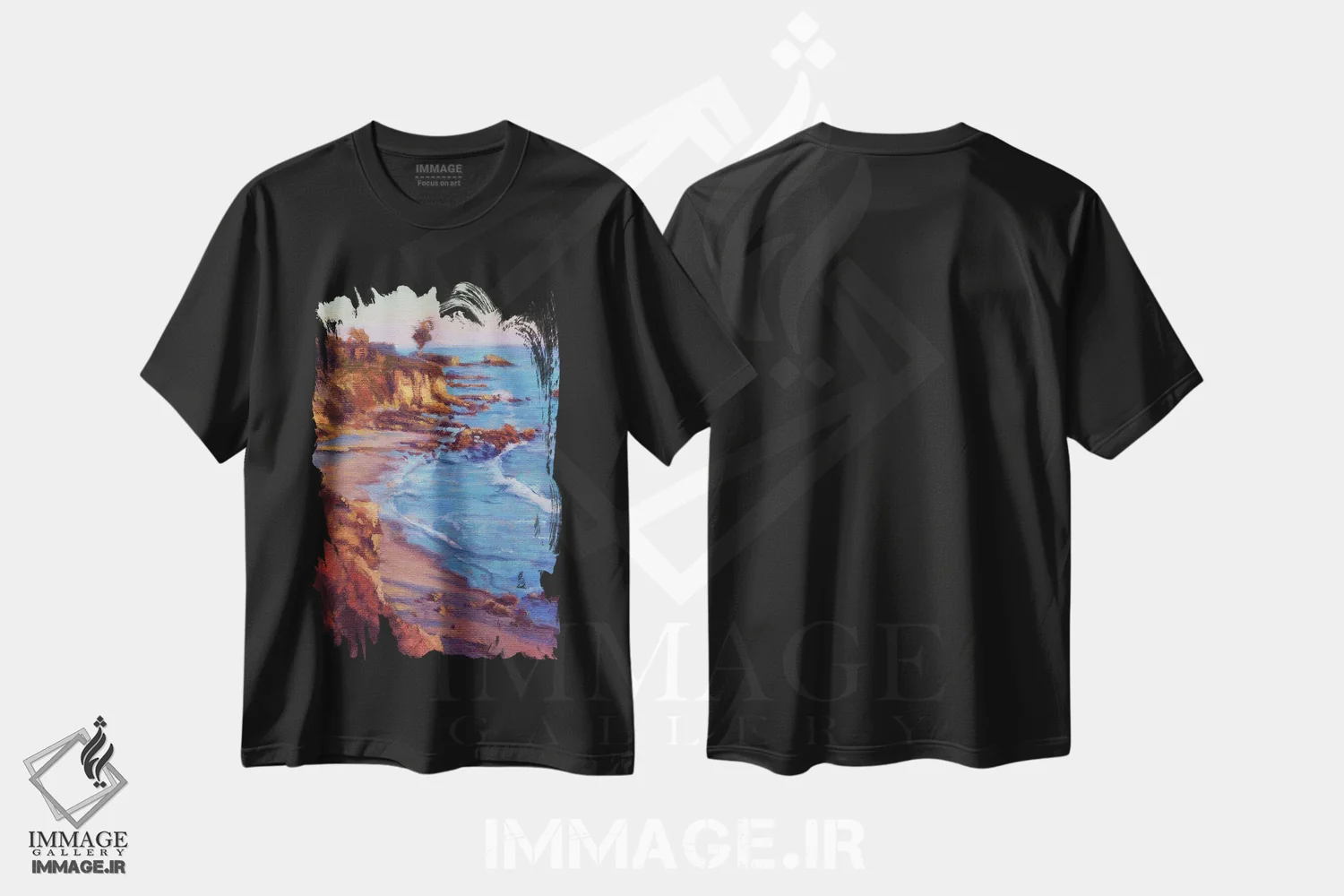 تیشرت مشکی طرح دار Newport Beach,کرونا دل مار، نیوپورت بیچ، دکور ساحلی اثر کانی کیم | فروشگاه ایماژ