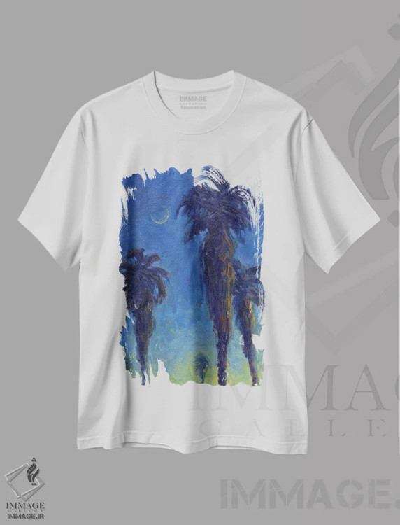 تیشرت سفید طرح دار نخل های داغ تابستانی، دکور معاصر اثر کانی کیم | immage.ir