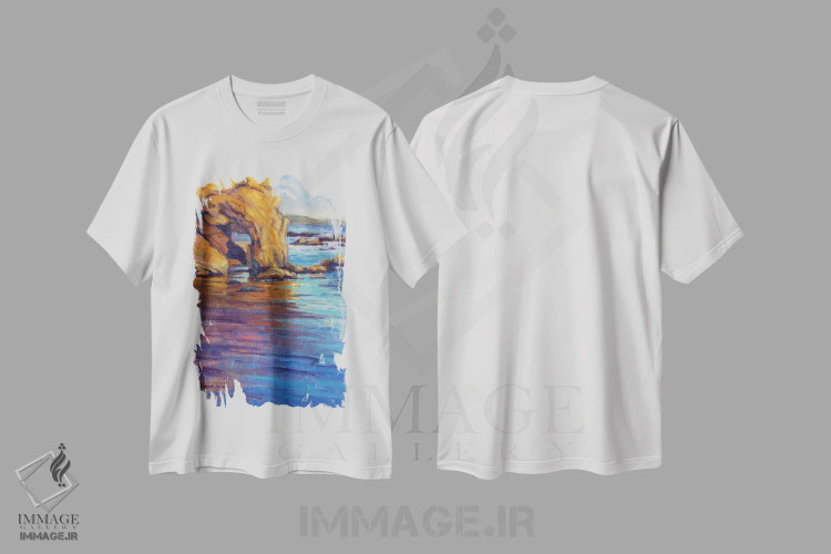 تیشرت سفید طرح دار کروز ساحلی ششم، دکور ساحلی اثر کانی کیم | فروشگاه ایماژ