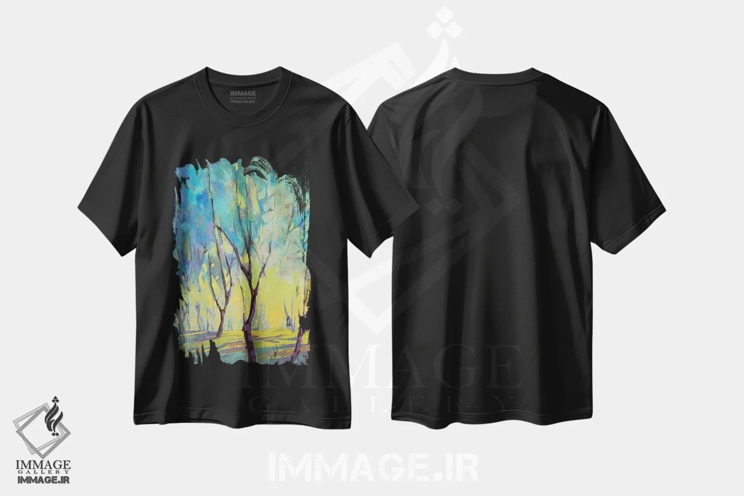 تیشرت مشکی طرح دار رنگ های بهار هشت، دکور معاصر اثر کانی کیم | فروشگاه ایماژ