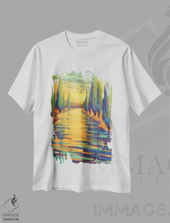 تیشرت سفید طرح دار سکوت طلایی سه، دکور معاصر اثر کانی کیم | immage.ir