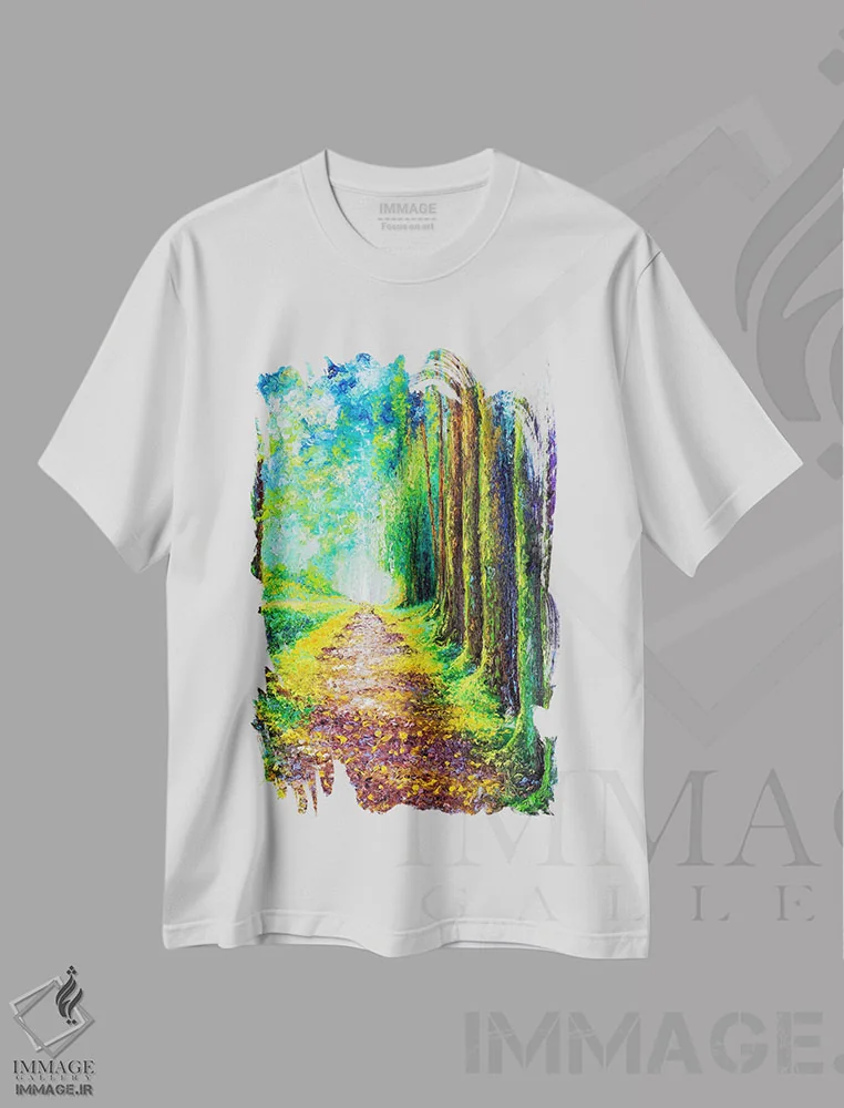 تیشرت سفید طرح دار آرام بخش، هنر فاخر معاصر اثر کیمبرلی آدامز | فروشگاه ایماژ