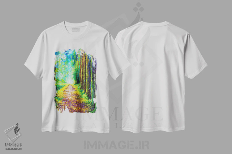 تیشرت سفید طرح دار آرام بخش، هنر فاخر معاصر اثر کیمبرلی آدامز | فروشگاه ایماژ