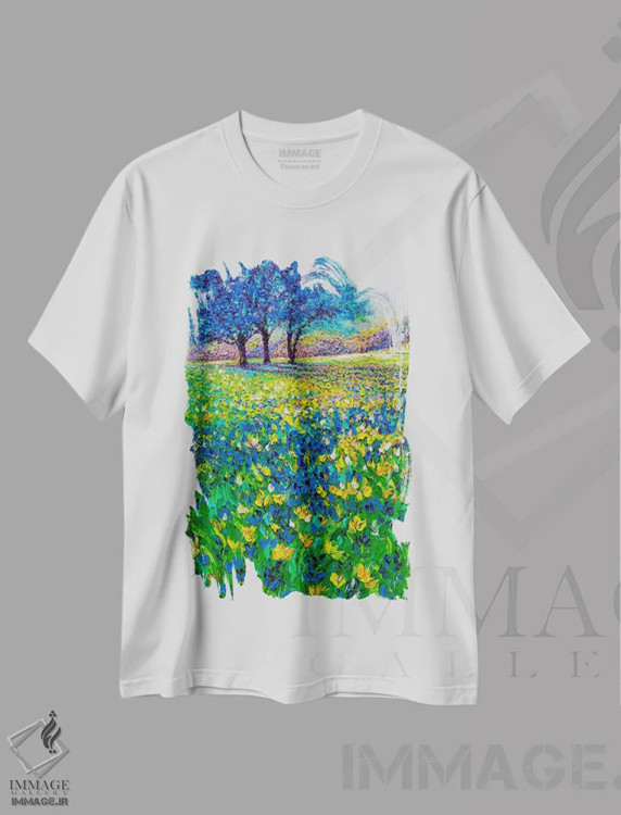 تیشرت سفید طرح دار صبح آبی، دکور معاصر اثر کیمبرلی آدامز | immage.ir