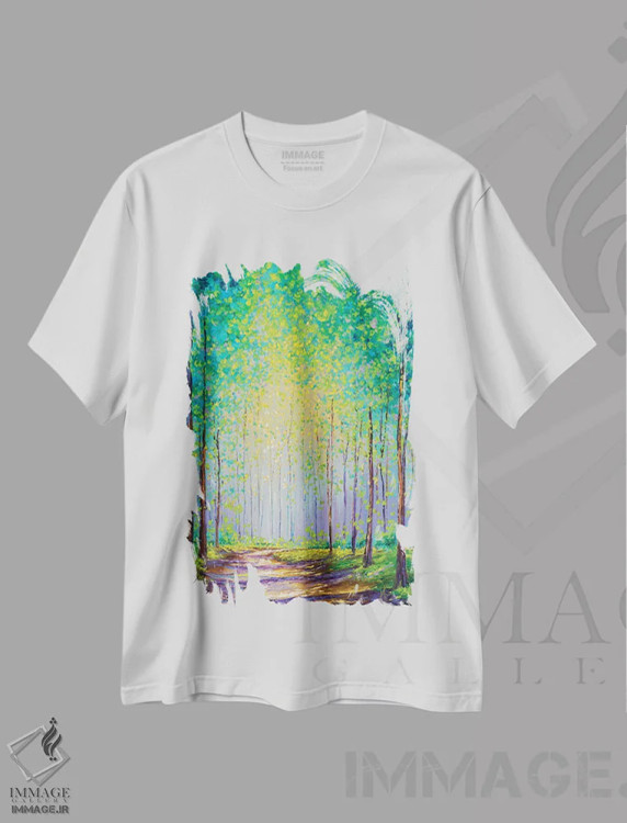 تیشرت سفید طرح دار قدم زنی عصرگاهی، هنر فاخر معاصر اثر کیمبرلی آدامز | immage.ir