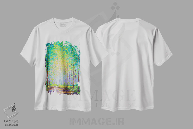 تیشرت سفید طرح دار قدم زنی عصرگاهی، هنر فاخر معاصر اثر کیمبرلی آدامز | immage.ir