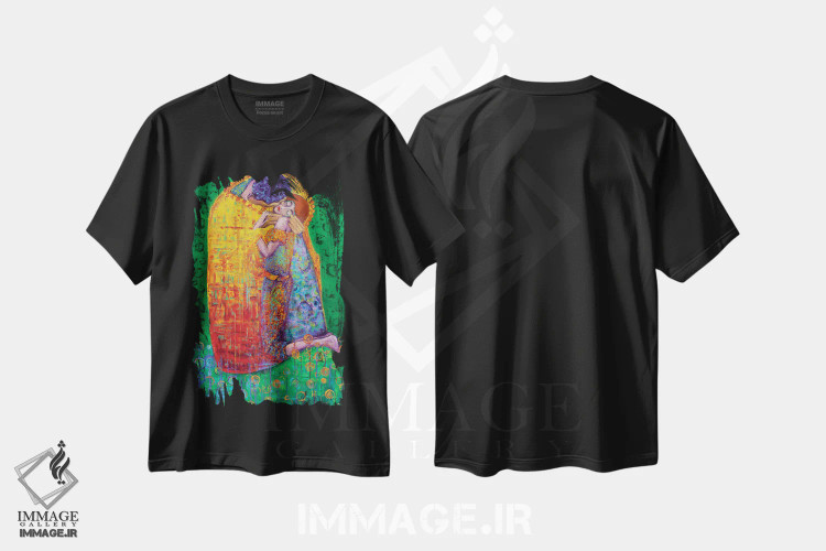 تیشرت مشکی طرح دار در سبک کلیمت، هنر فاخر معاصر اثر کیمبرلی آدامز | immage.ir