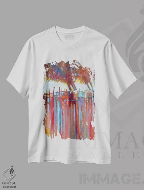 تیشرت سفید طرح دار حصار جانسون، آبستره اثر کیپ دکر | فروشگاه ایماژ