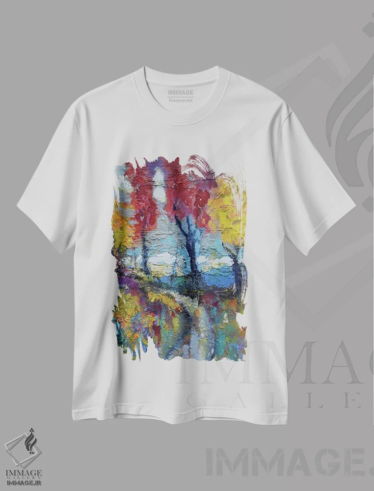 تیشرت سفید طرح دار مسیر تپه، آبستره اثر کیپ دکر | immage.ir