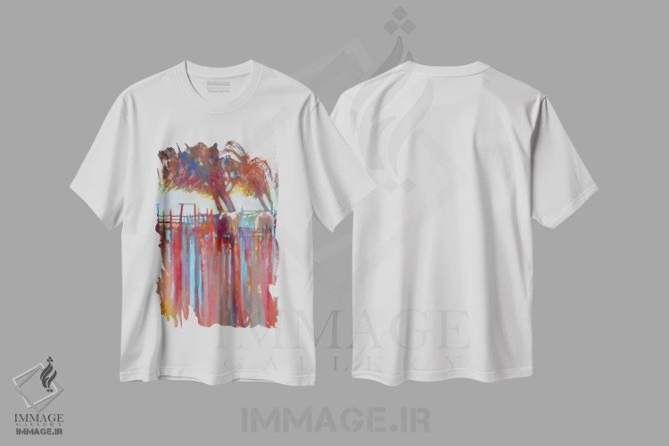 تیشرت سفید طرح دار حصار جانسون، آبستره اثر کیپ دکر | فروشگاه ایماژ