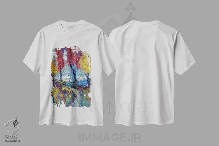 تیشرت سفید طرح دار مسیر تپه، آبستره اثر کیپ دکر | immage.ir