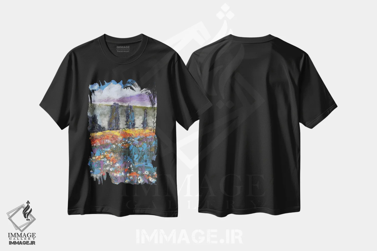 تیشرت مشکی طرح دار خشخاش ها بر فراز تپه، دکور معاصر اثر کیپ دکر | immage.ir