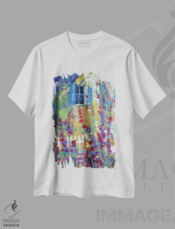 تیشرت سفید طرح دار پنجره پشتی، آبستره اثر کیپ دکر | فروشگاه ایماژ