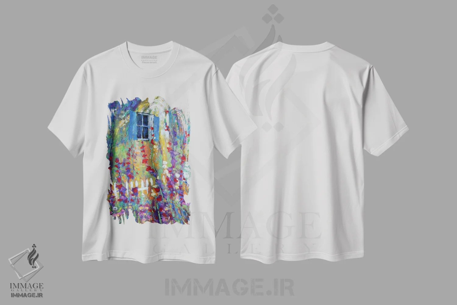 تیشرت سفید طرح دار پنجره پشتی، آبستره اثر کیپ دکر | فروشگاه ایماژ
