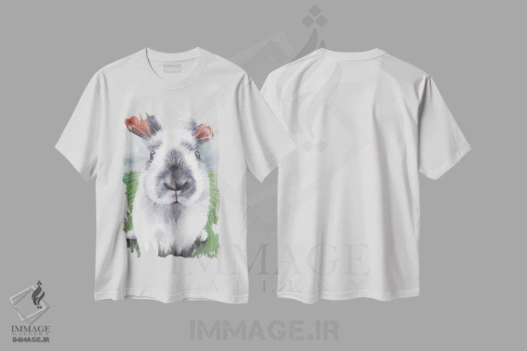 تیشرت سفید طرح دار خرگوش، تزئینی اثر هنر و طراحی KAK | فروشگاه ایماژ