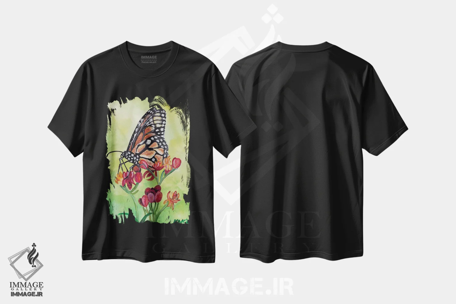 تیشرت مشکی طرح دار پروانه V، تزئینی اثر هنر و طراحی KAK | immage.ir