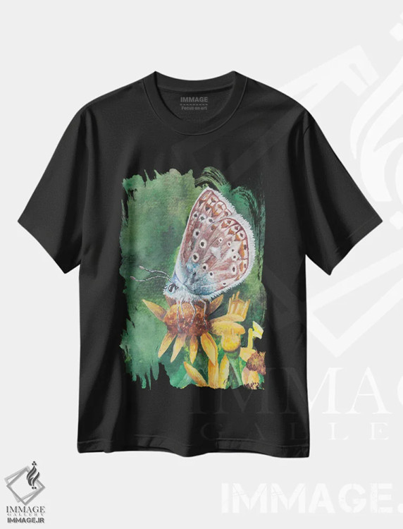تیشرت مشکی طرح دار پروانه IX، تزئینی اثر هنر و طراحی KAK | immage.ir
