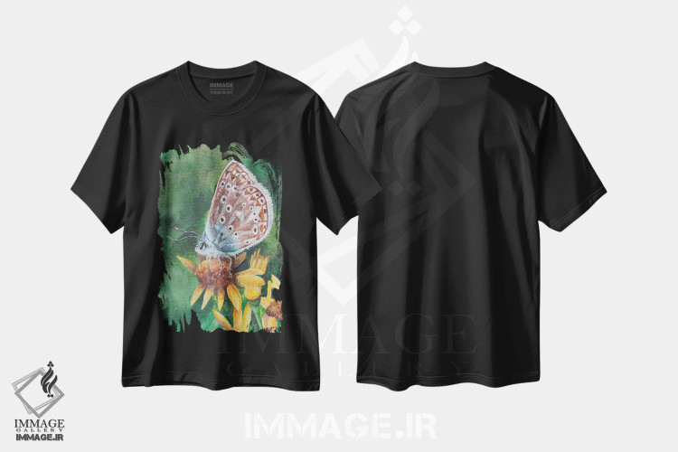 تیشرت مشکی طرح دار پروانه IX، تزئینی اثر هنر و طراحی KAK | immage.ir