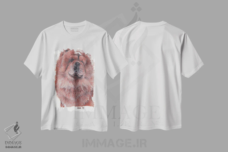 تیشرت سفید طرح دار سگ چاو چاو، تزئینی اثر هنر و طراحی KAK | فروشگاه ایماژ