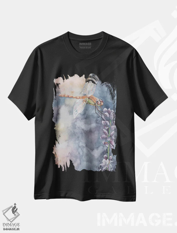 تیشرت مشکی طرح دار سنجاقک، تزئینی اثر هنر و طراحی KAK | immage.ir