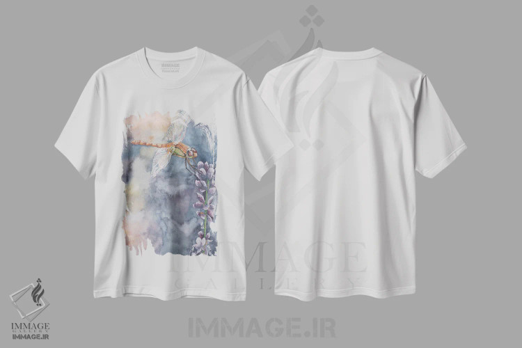 تیشرت سفید طرح دار سنجاقک، تزئینی اثر هنر و طراحی KAK | فروشگاه ایماژ