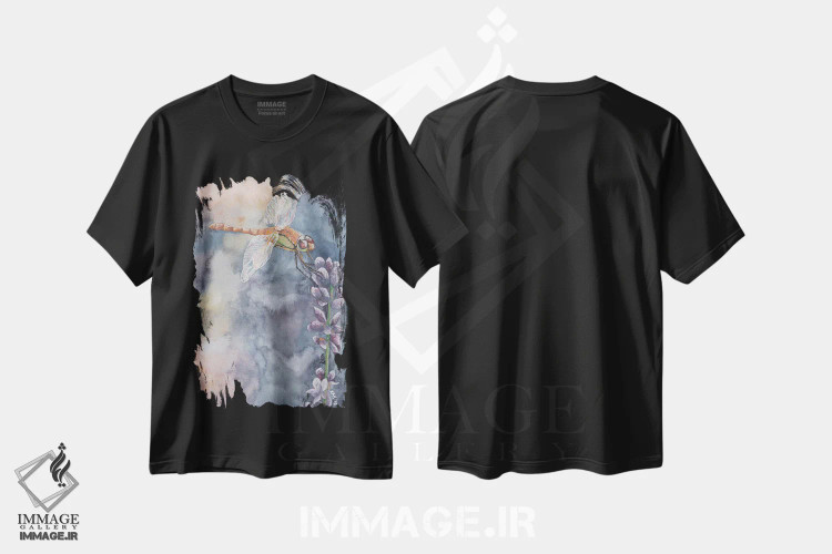 تیشرت مشکی طرح دار سنجاقک، تزئینی اثر هنر و طراحی KAK | immage.ir