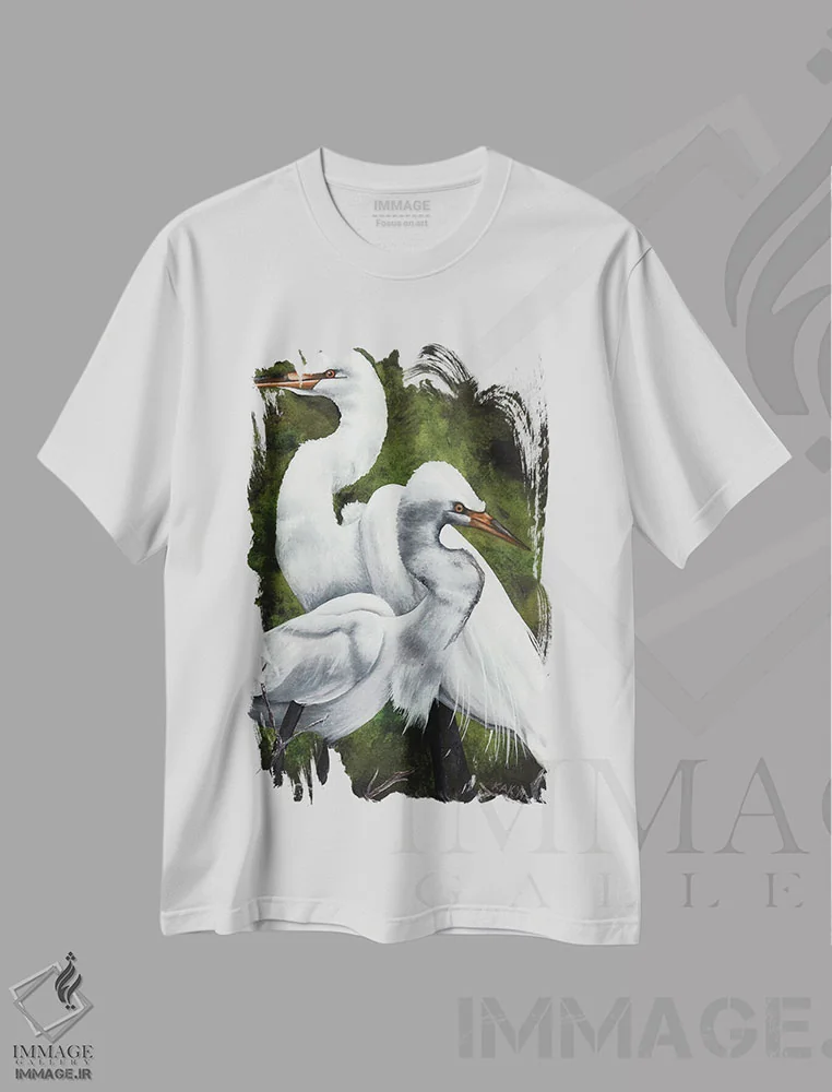 تیشرت سفید طرح دار جفت اگرت، تزئینی اثر هنر و طراحی KAK | immage.ir