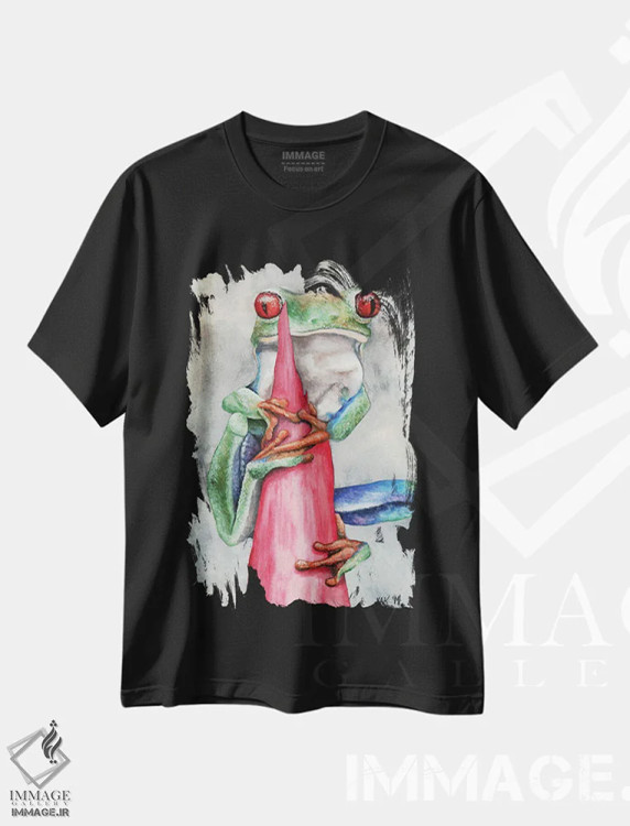 تیشرت مشکی طرح دار قورباغه درختی، تزئینی اثر هنر و طراحی KAK | immage.ir