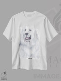 تیشرت سفید طرح دار سگ گریت پیرنه، تزئینی اثر هنر و طراحی KAK | فروشگاه ایماژ