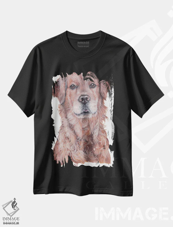 تیشرت مشکی طرح دار سگ گلدن رتریور، تزئینی اثر هنر و طراحی KAK | فروشگاه ایماژ