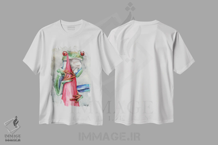 تیشرت سفید طرح دار قورباغه درختی، تزئینی اثر هنر و طراحی KAK | فروشگاه ایماژ