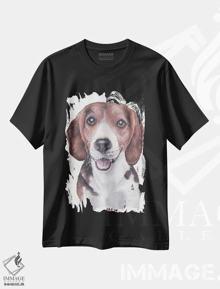 تیشرت مشکی طرح دار سگ بیگل، تزئینی اثر هنر و طراحی KAK | immage.ir